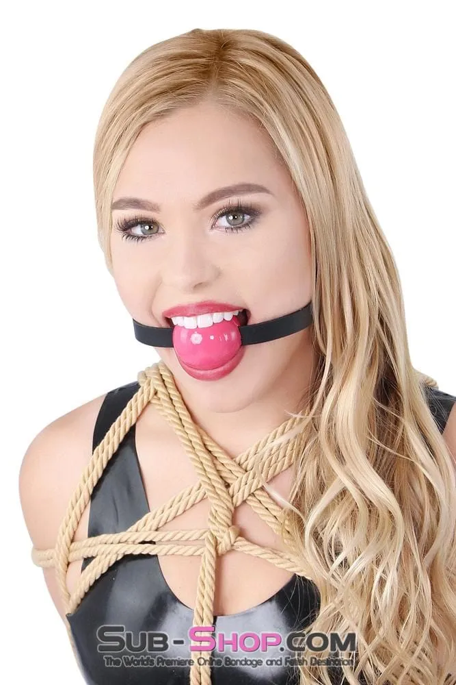 0198A      Classic Ball Gag Strap, Passion Pink Ball