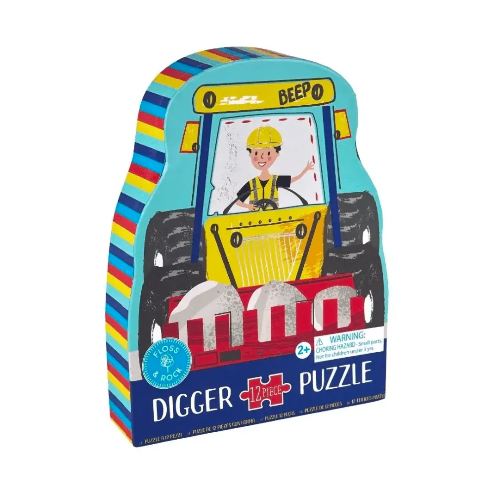 12pc Construction Digger Shaped Jigsaw Puzzle with Shaped Box