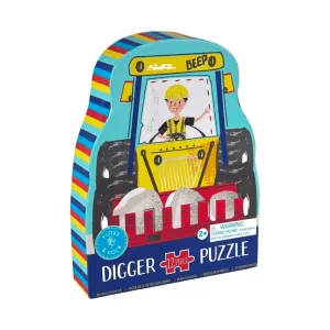 12pc Construction Digger Shaped Jigsaw Puzzle with Shaped Box