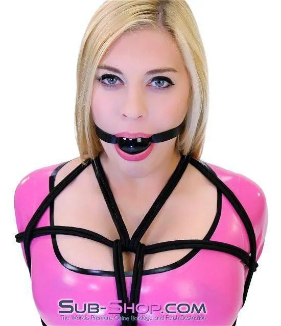 1501A      Thin Strap Buckling Ball Gag, Black Leather Strap, Black Ball