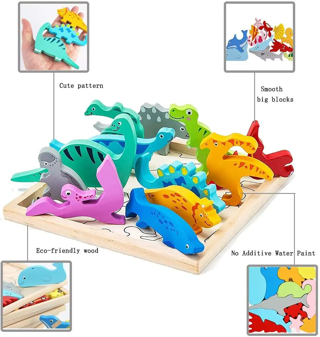 3D Tetris Animal, Fruit, Vegetable Wooden Puzzle Jigsaw