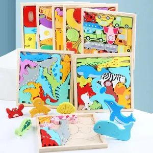 3D Tetris Animal, Fruit, Vegetable Wooden Puzzle Jigsaw