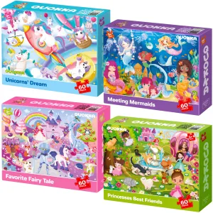 60 Piece Puzzles for Kids | Unicorns, Mermaids, Princesses & Fairy Tale