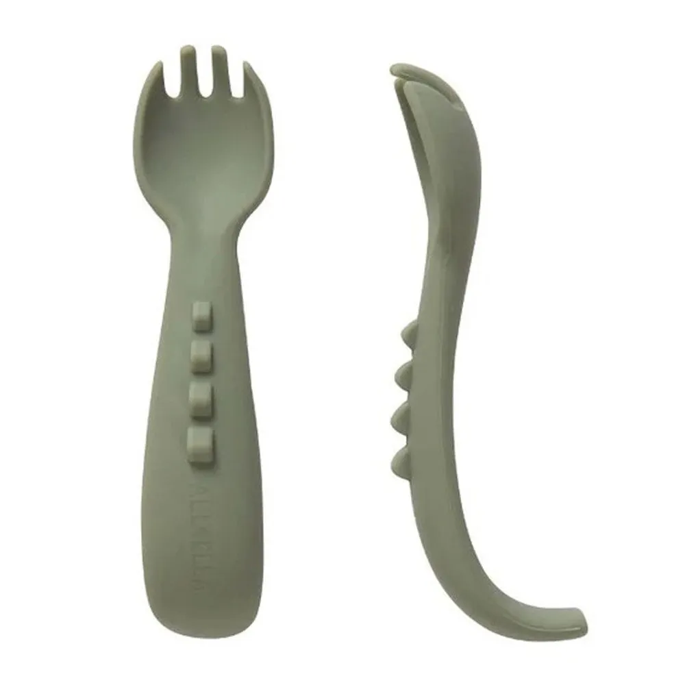 All4Ella Curved Silicone Forks 2pk Olive