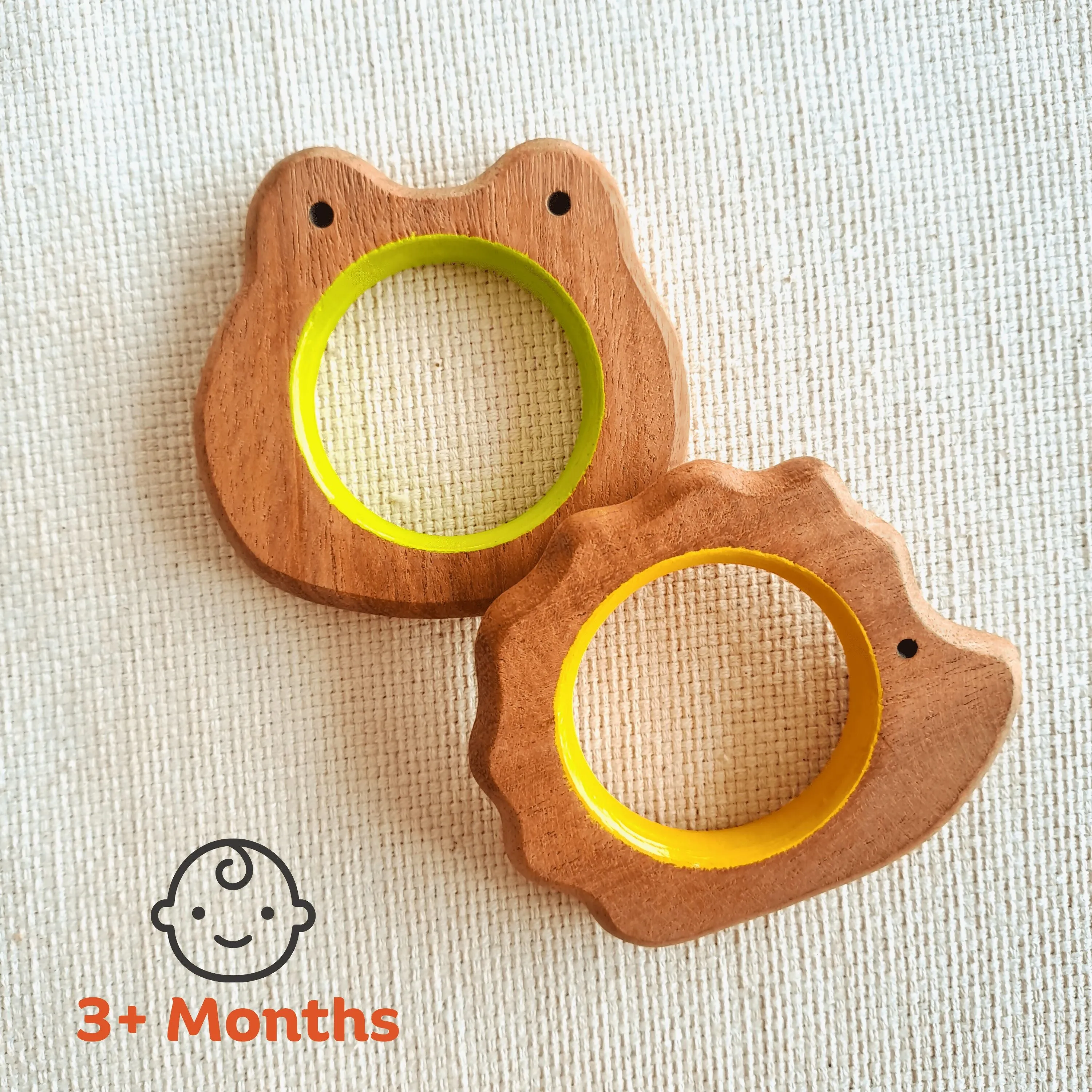 BABYCOV Cute Frog and Porcupine Natural Neem Wood Teethers for Babies | Natural and Safe | Goodness of Organic Neem Wood | Both Chewing and Grasping Toy | Set of 2 (Age 4  Months)