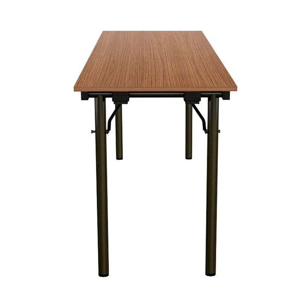 Beechwood Classroom Rectangle Table L 180 x W 45 x H 75 cm, MDF Laminated Table Tops With Black Metal Folding Legs