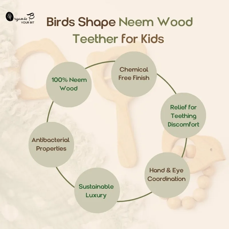 Birds Shape Neem Wood Teether