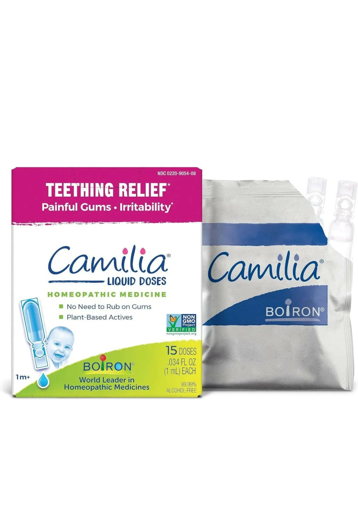 Boiron Camilia Teething Drops for Daytime and Nighttime Relief of Painful or Swollen Gums and Irritability in Babies - 15 Count