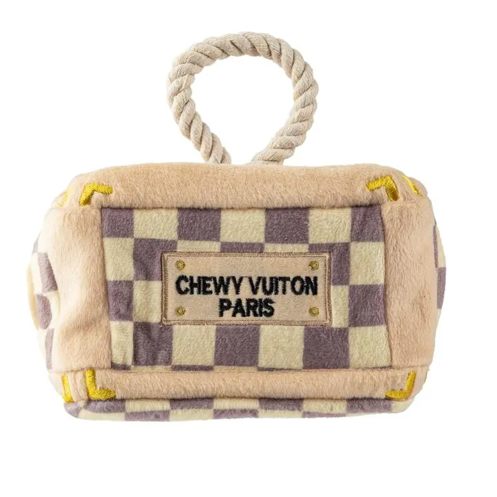 Checker Chewy Vuiton Trunk Activity House Dog Toy