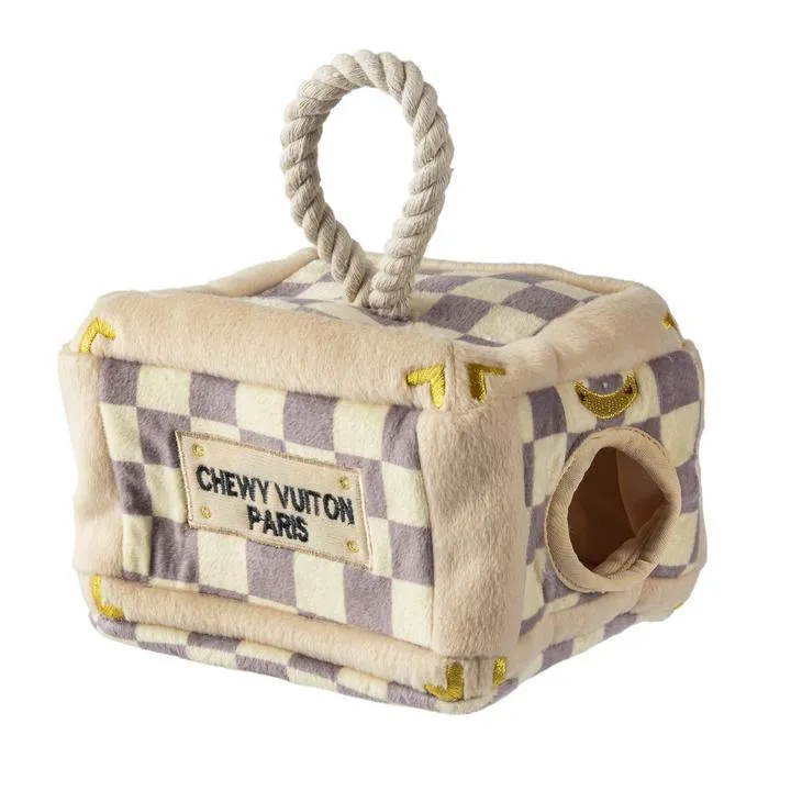 Checker Chewy Vuiton Trunk Activity House Dog Toy