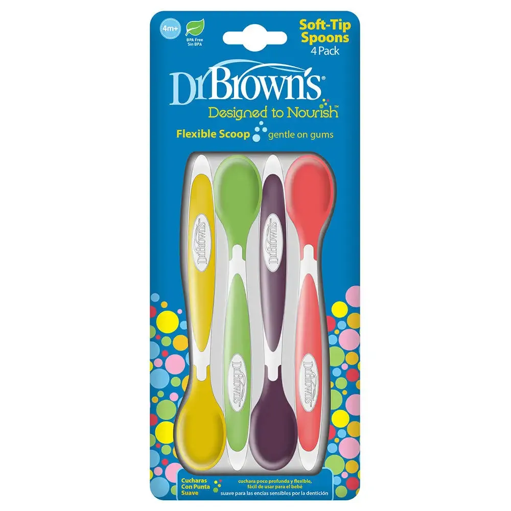 Dr. Browns Soft-Tip Spoon, 6-Pack (2 Yellow, 2 Purple, 1 Green, 1 Red)