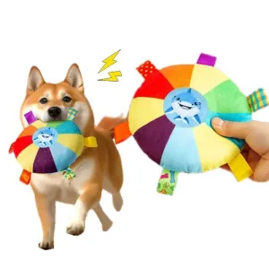 Funny Rainbow Flying Saucer Dog Toy – Plush & Interactive