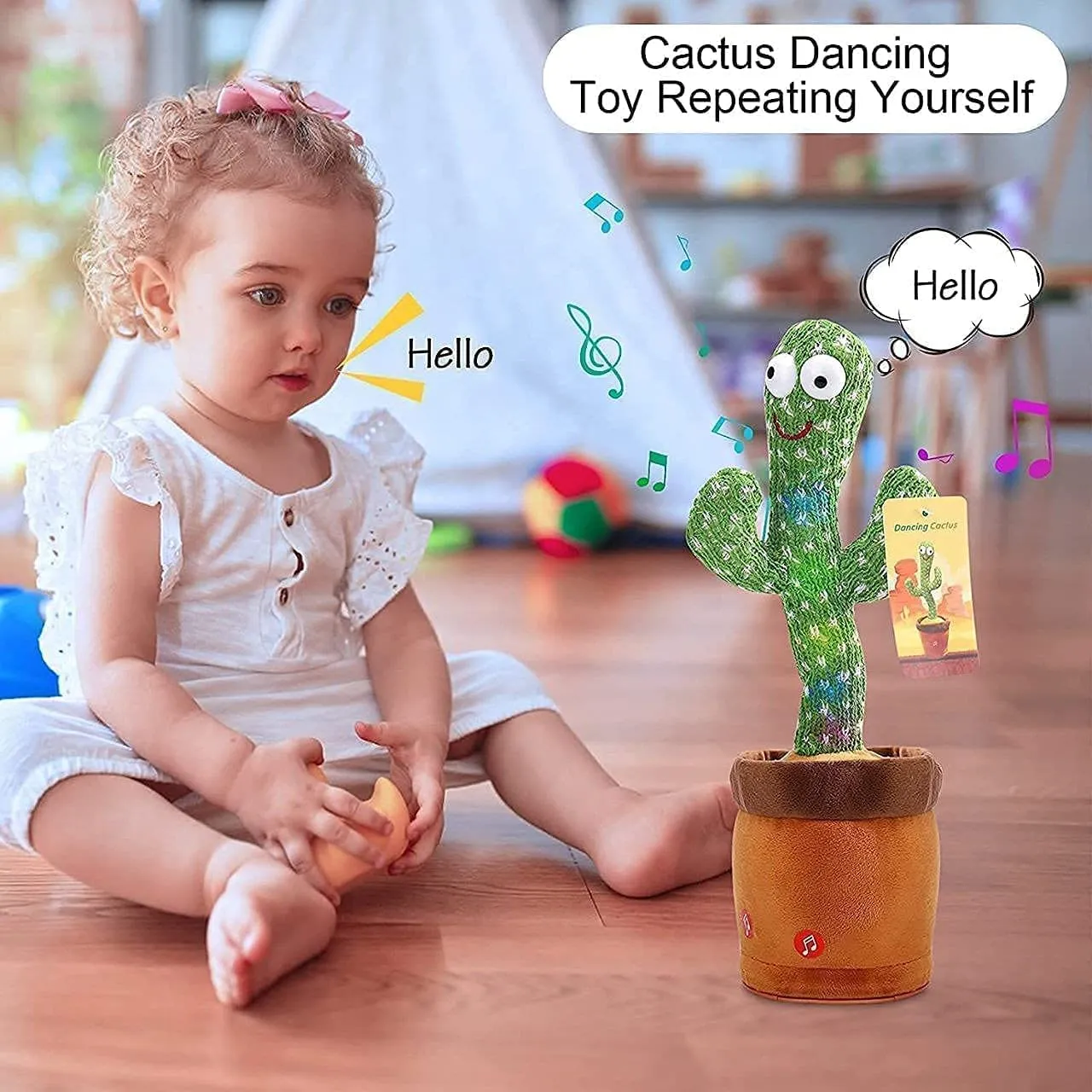 HILLSTAR Dancing Cactus Talking Toy, Cactus Plush Rechargeable Toy, Wriggle & Singing Recording Repeat What You Say Funny Education Toys for Babies Children Playing, Home Decorate (Cactus Toy)