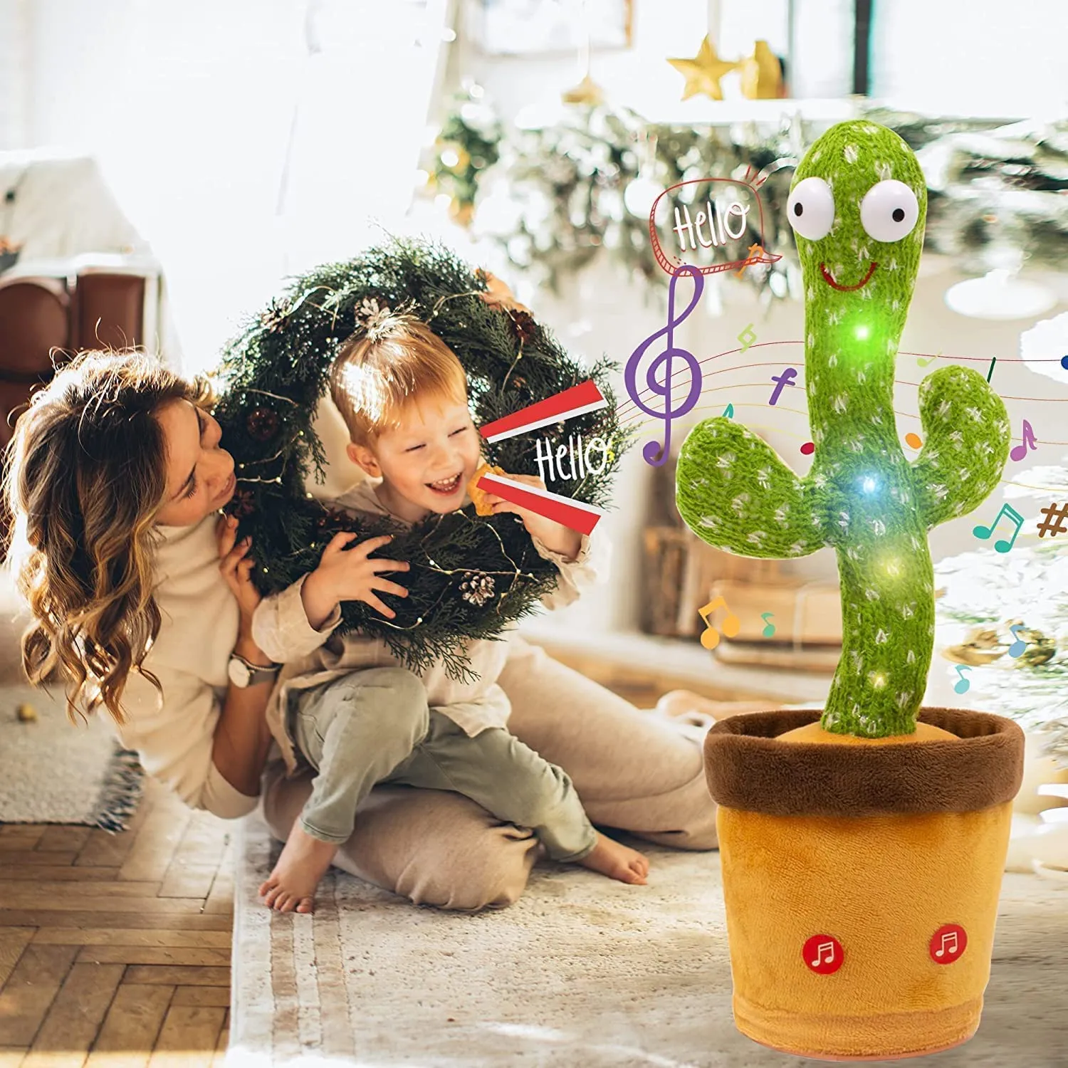 HILLSTAR Dancing Cactus Talking Toy, Cactus Plush Rechargeable Toy, Wriggle & Singing Recording Repeat What You Say Funny Education Toys for Babies Children Playing, Home Decorate (Cactus Toy)