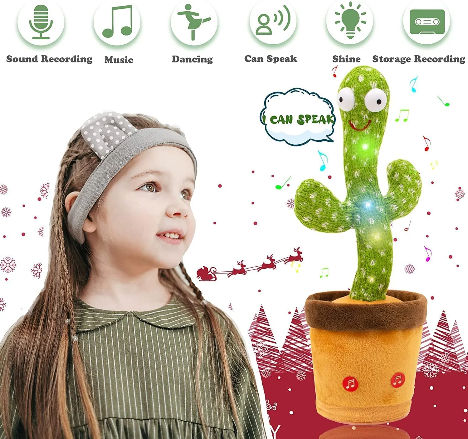 HILLSTAR Dancing Cactus Talking Toy, Cactus Plush Rechargeable Toy, Wriggle & Singing Recording Repeat What You Say Funny Education Toys for Babies Children Playing, Home Decorate (Cactus Toy)