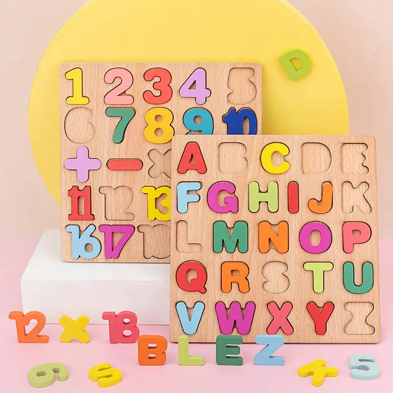 Interactive 3D Wooden Learning Toys for Numbers, Letters & Shapes