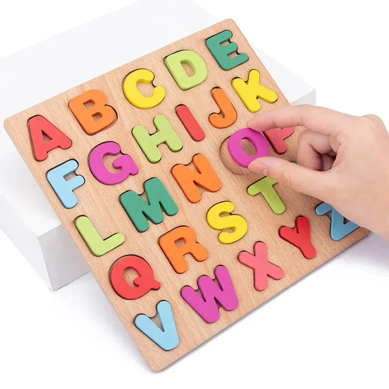 Interactive 3D Wooden Learning Toys for Numbers, Letters & Shapes