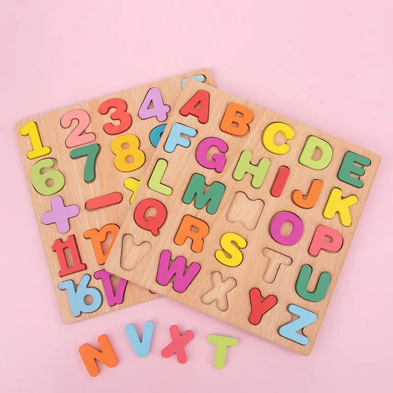 Interactive 3D Wooden Learning Toys for Numbers, Letters & Shapes