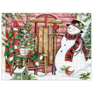 Lang Jigsaw Puzzle 500 Pieces 24"X18" Snowman & Sled