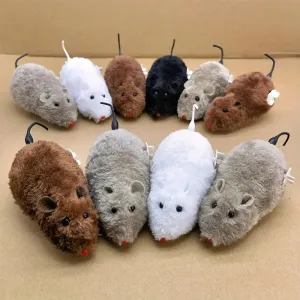 Multi-Purpose Plush Mouse Toy with Wind-Up Mechanism