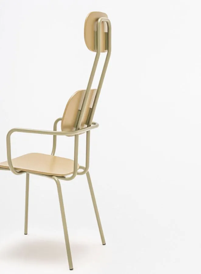 New School Plywood Chair with Headrest and 4-Legged Base (Customizable)