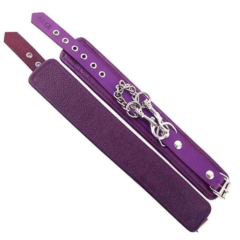 Rouge Garments Adjustable Purple Leather Wrist Cuffs with Buckles