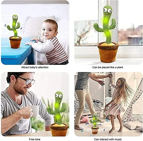 Storio Toys Dancing Cactus Talking Toy, Cactus Plush Toy, Wriggle & Singing Recording Repeat What You Say Funny Education Toys for Babies Children Playing, Home Decorate