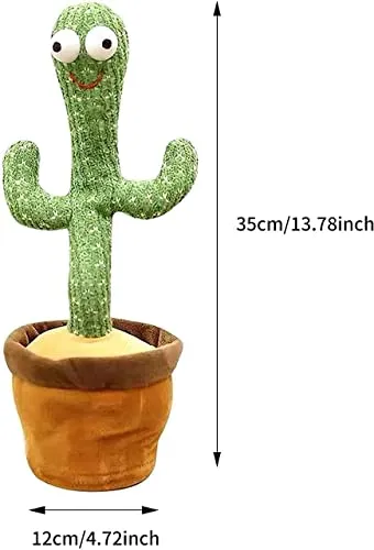 Storio Toys Dancing Cactus Talking Toy, Cactus Plush Toy, Wriggle & Singing Recording Repeat What You Say Funny Education Toys for Babies Children Playing, Home Decorate