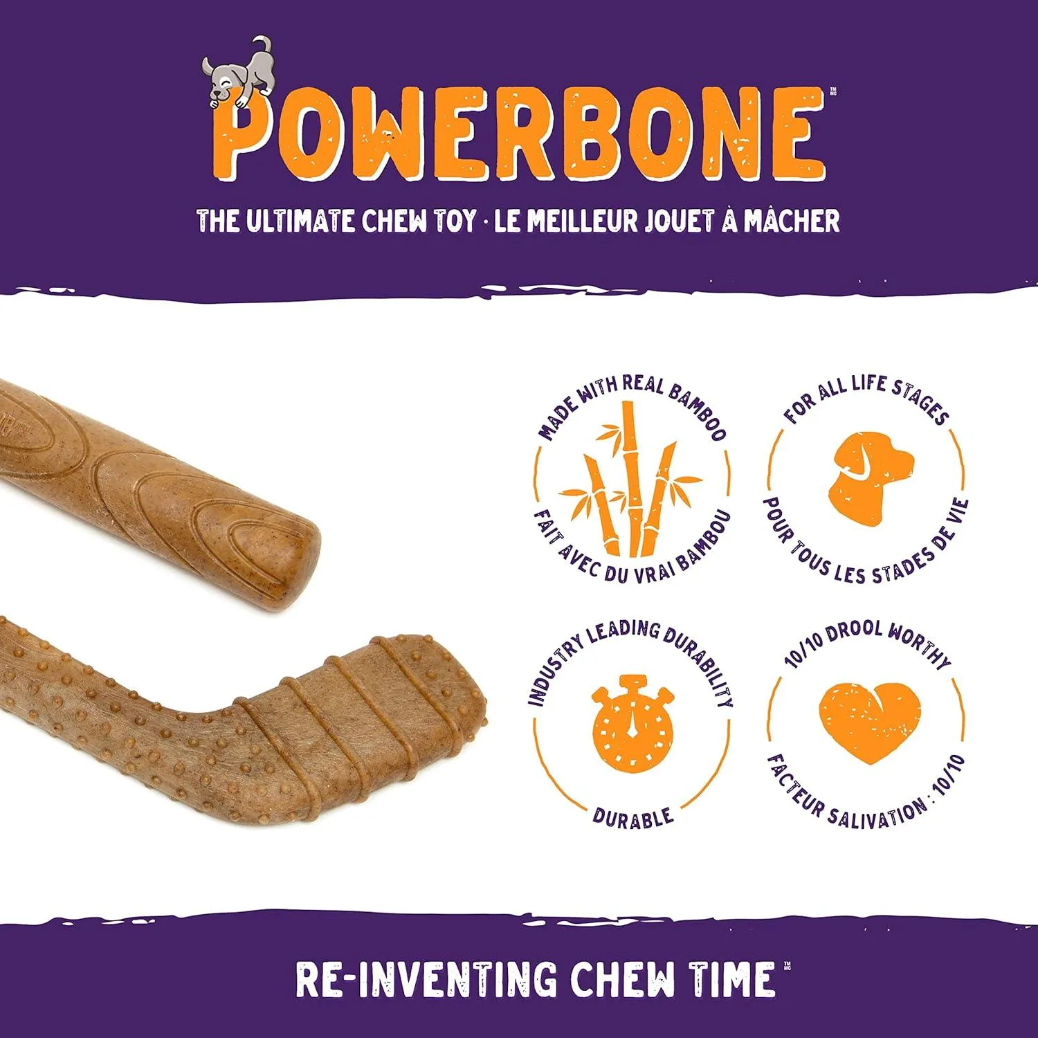 The Chew Club Powerbone Dog Chew Nylon & Bamboo Chew Twist Tail