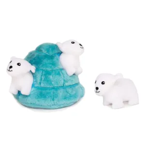 ZippyPaws Zippy Burrow Polar Bear Igloo Plush Dog Toy